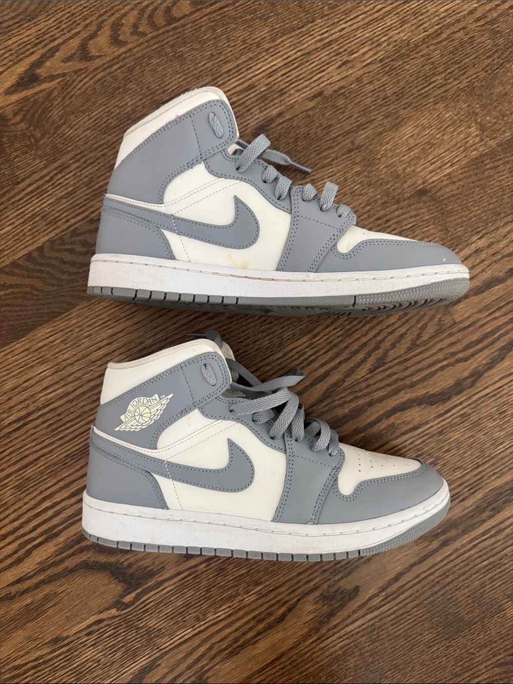 Nike Air Jordan 1 Mid Gray & White - womens